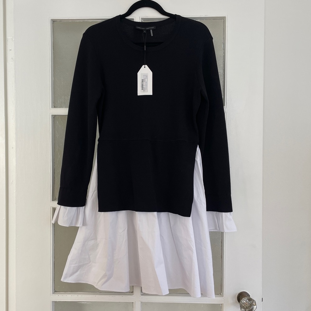 NWT English Factory Knit Combo Dress Black, L